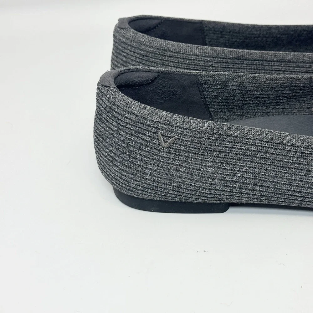 VIVAIA Margot 2.0 Square Toe V-Cut Blue Ribbed Knit Ballet Flats 42EU - 10.5US